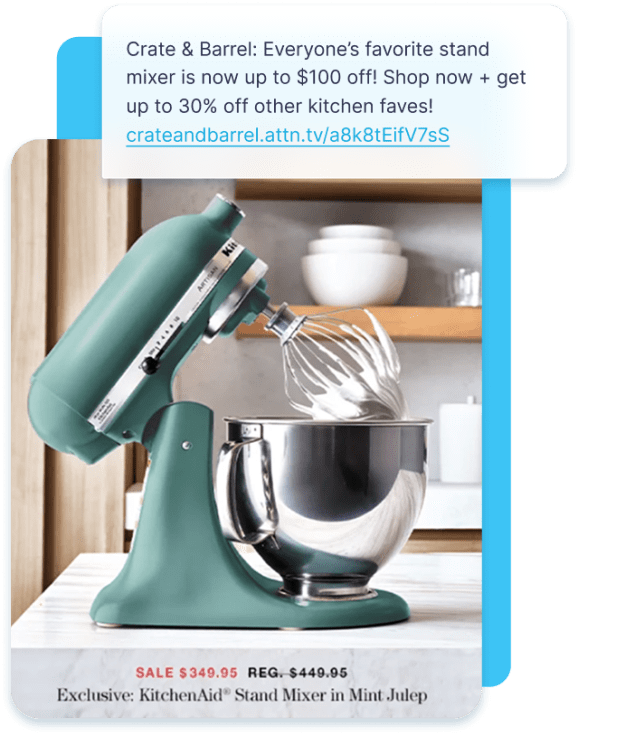 Crate & Barrel shows us how to include text while letting the product be the focal point.