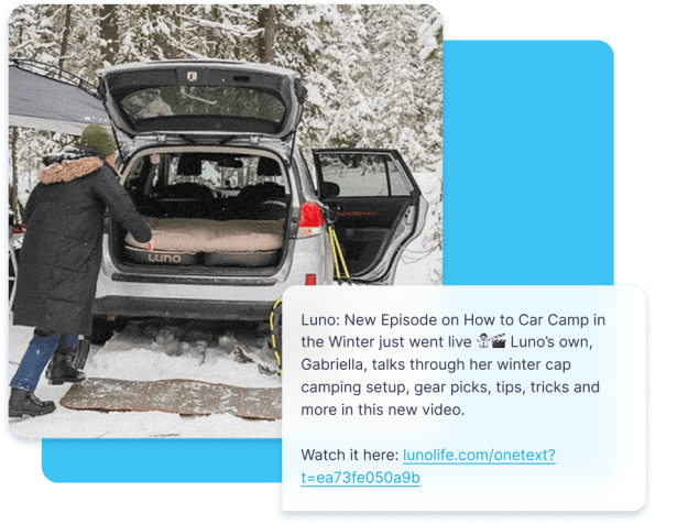 Luno uses MMS not only to sell their products but to educate their audience on car camping.