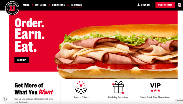 Jimmy John’s loyalty program is aimed to drive repeat business and customer loyalty.