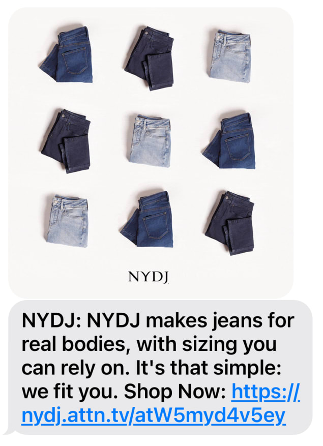 NYDJ is an expert in carrying their brand voice through their SMS strategy.