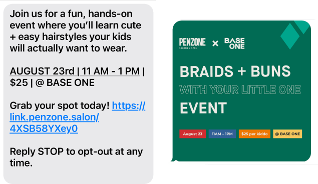 Penzone hits all the necessary information for an event without creating a lengthy message.