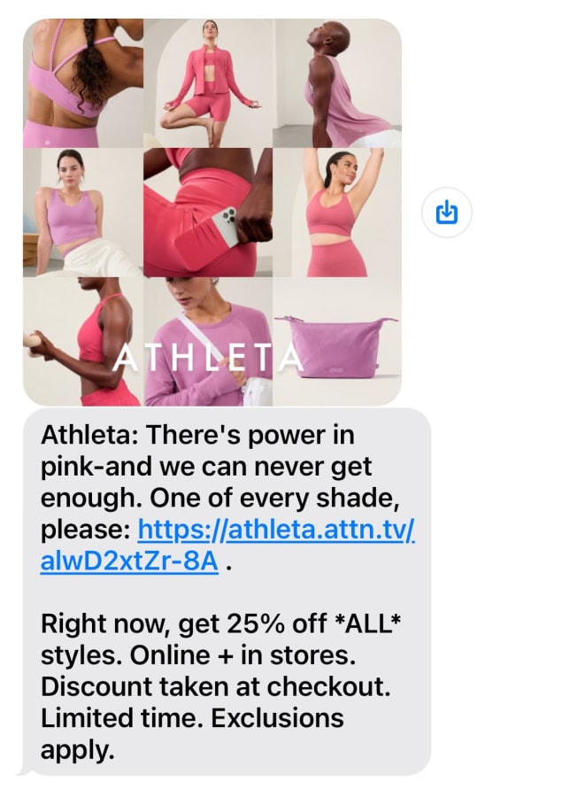 Example of compelling imagery with text message marketing.