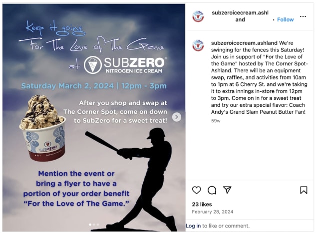 Instagram post from subzeroicecream.ashland