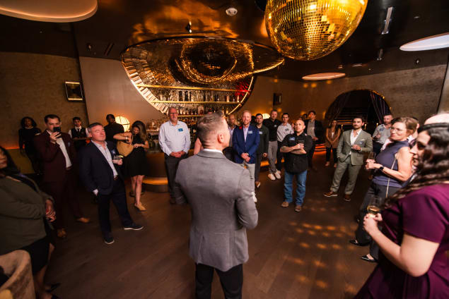 Evelyn Dallas franchise executive dinner candid photo.