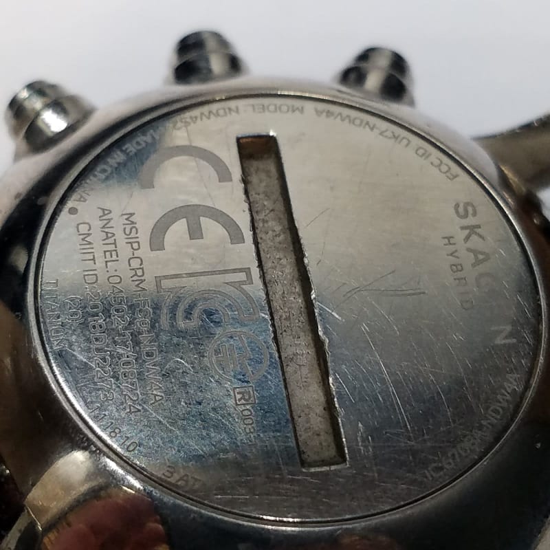 Buy the Men s SKAGEN HYBRID Smart Watch Blue Titanium Dial Watch GoodwillFinds