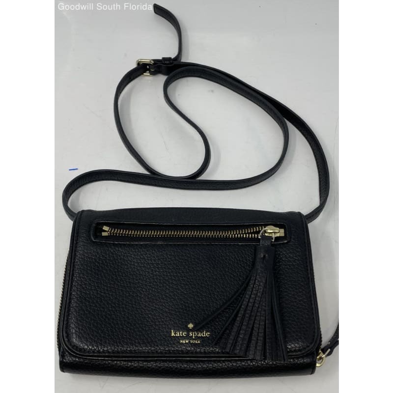 Kate spade black crossbody with tassel sale