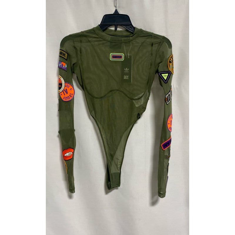 Buy the NWT Adidas Ivy Park Womens Green Transparent Mesh One Piece Bodysuit Size XS GoodwillFinds