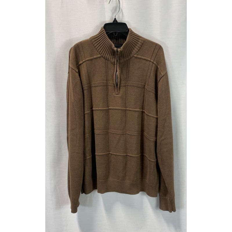 Buy the Oscar De La Renta Mens Brown Long Sleeve Quarter Zip Pullover Sweater Size 2XL GoodwillFinds