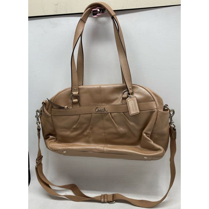 Buy the Coach Brown Leather Diaper Bag GoodwillFinds