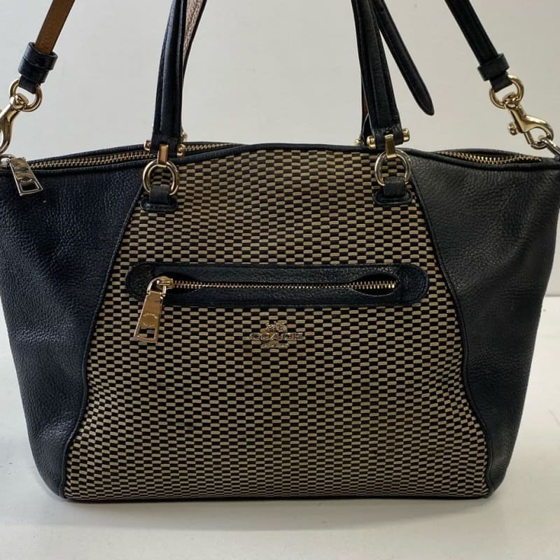 Buy the Coach Leather Legacy Jacquard Woven Prairie Satchel Black GoodwillFinds