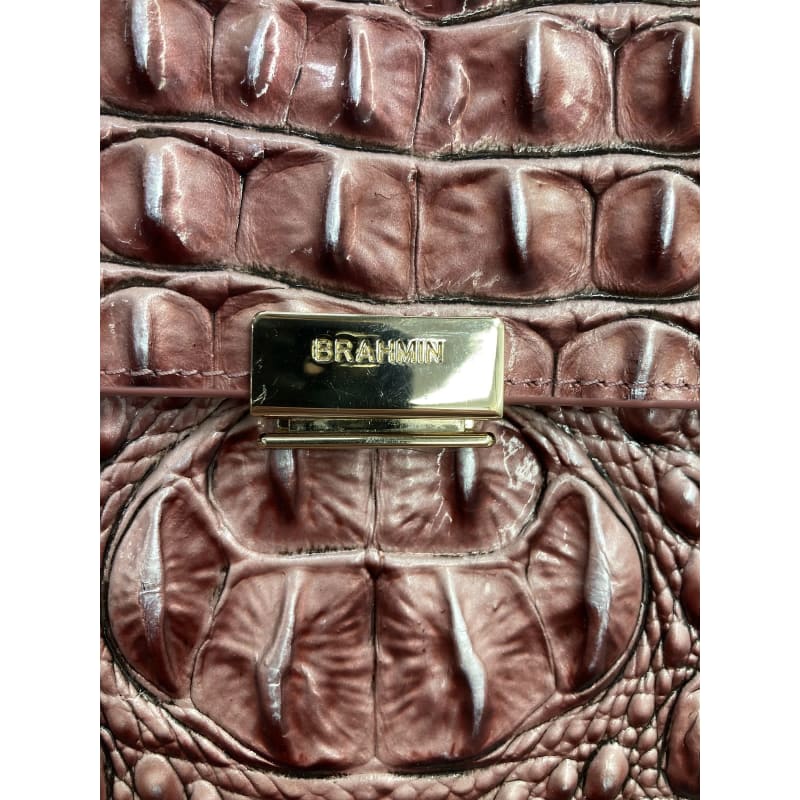 Buy the Authentic Brahmin Dusty Pink Embossed Croc Leather Shoulder Bag Adjustable Strap GoodwillFinds