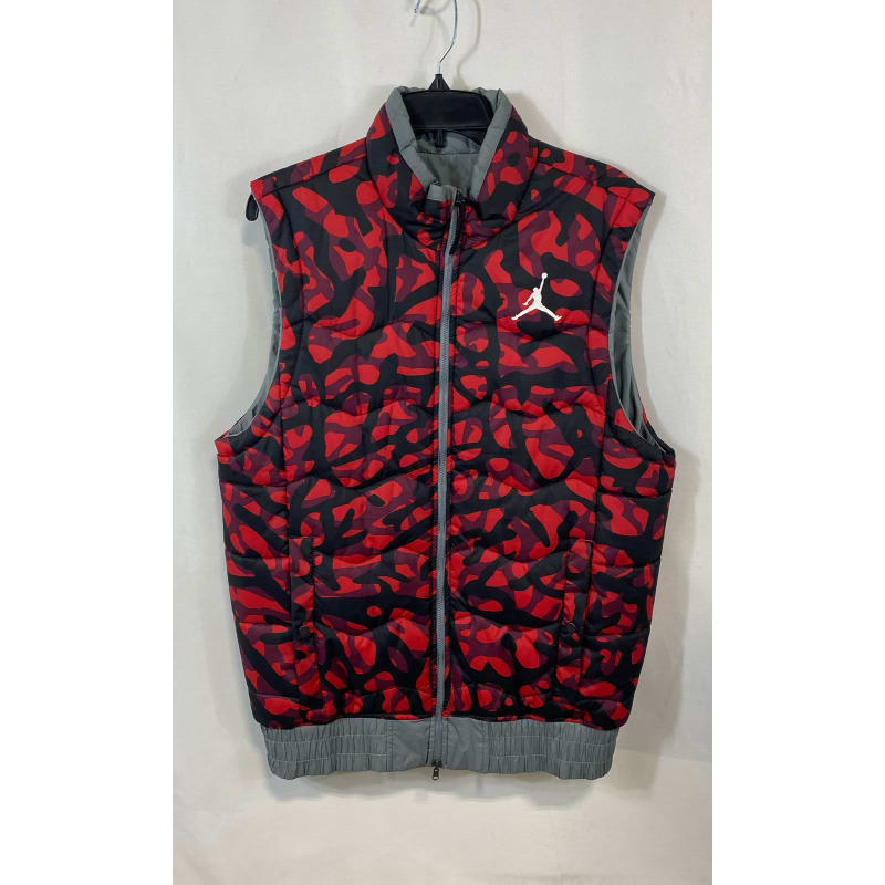 Buy the Jordan Mens Multicolor Printed Fly Reversible Full Zip Puffer Vest Size Medium GoodwillFinds