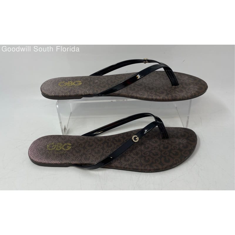 Guess Gbg Womens Dark Brown Black Flip Flop Sandals Size 8.5M