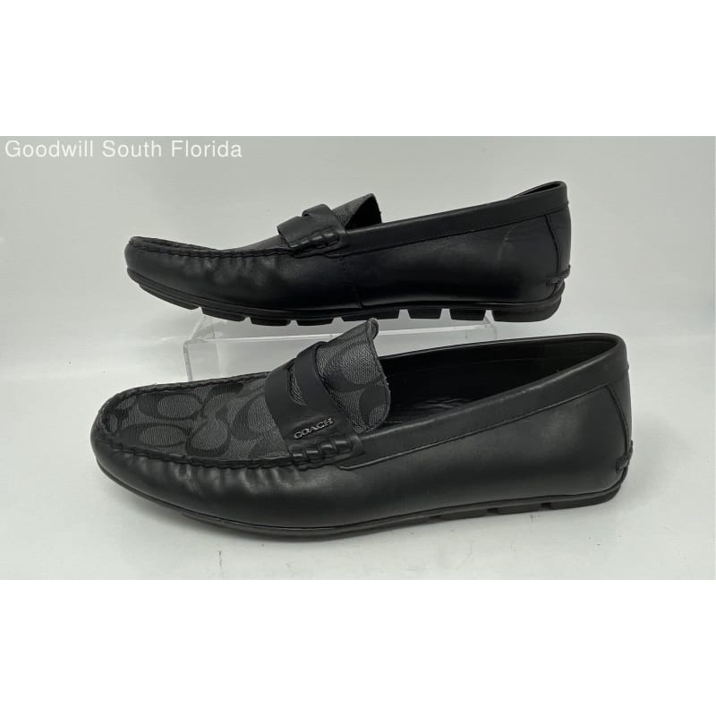 Buy the Coach Mens Mott Driver G2983 Black Gray Slip On Loafer Dress Shoes Size 10 D GoodwillFinds