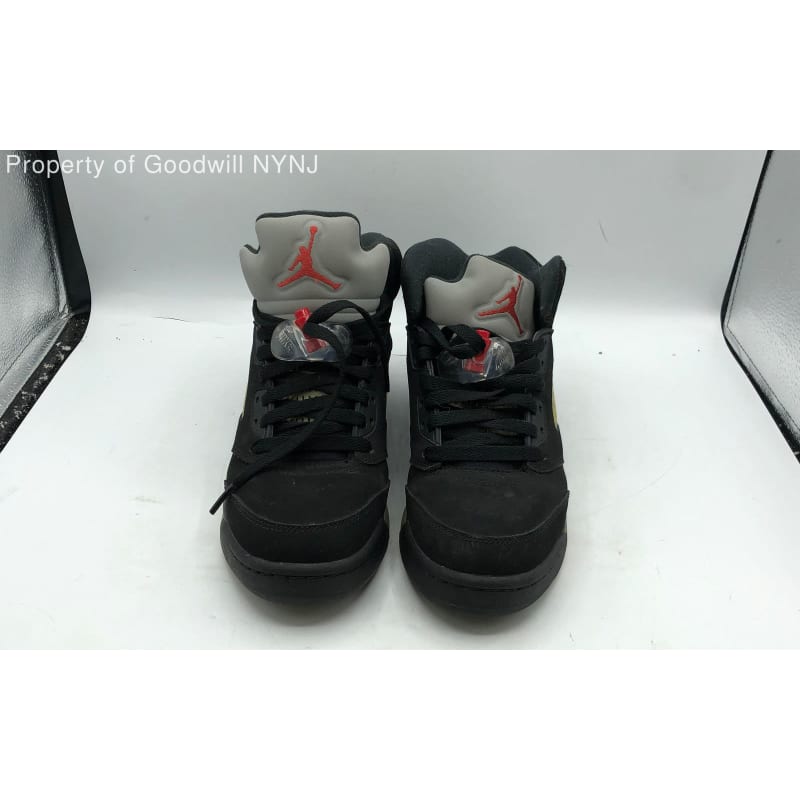 Buy the Nike Boys Air Jordan 5 Retro 845036 003 Black Leather Sneakers Size US 5.5 Y GoodwillFinds