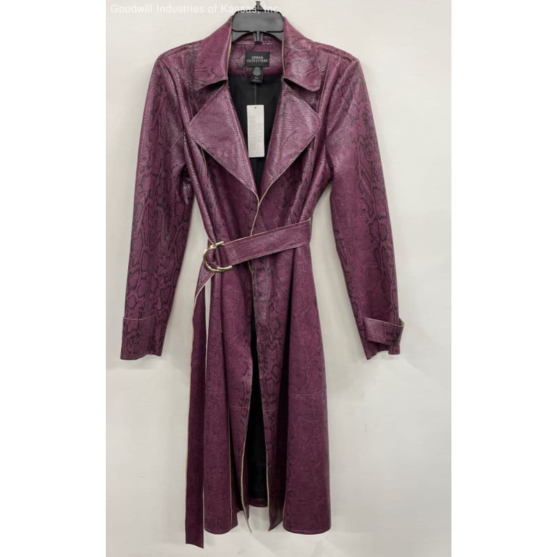 Buy the Urban Outfitters Purple Snakeskin Trench Coat Size M GoodwillFinds