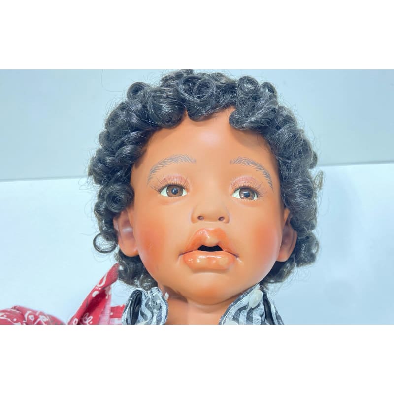 Buy the Kelly J. Rubert Porcelain Doll Baby Shay Sitting Boy Ceramic Figure 20 In Tall GoodwillFinds