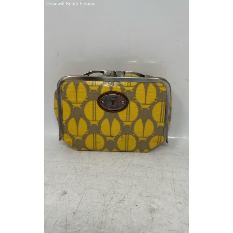 Buy the Fossil Womens Yellow Gray Ladybug Kiss Lock Clutch Wallet GoodwillFinds