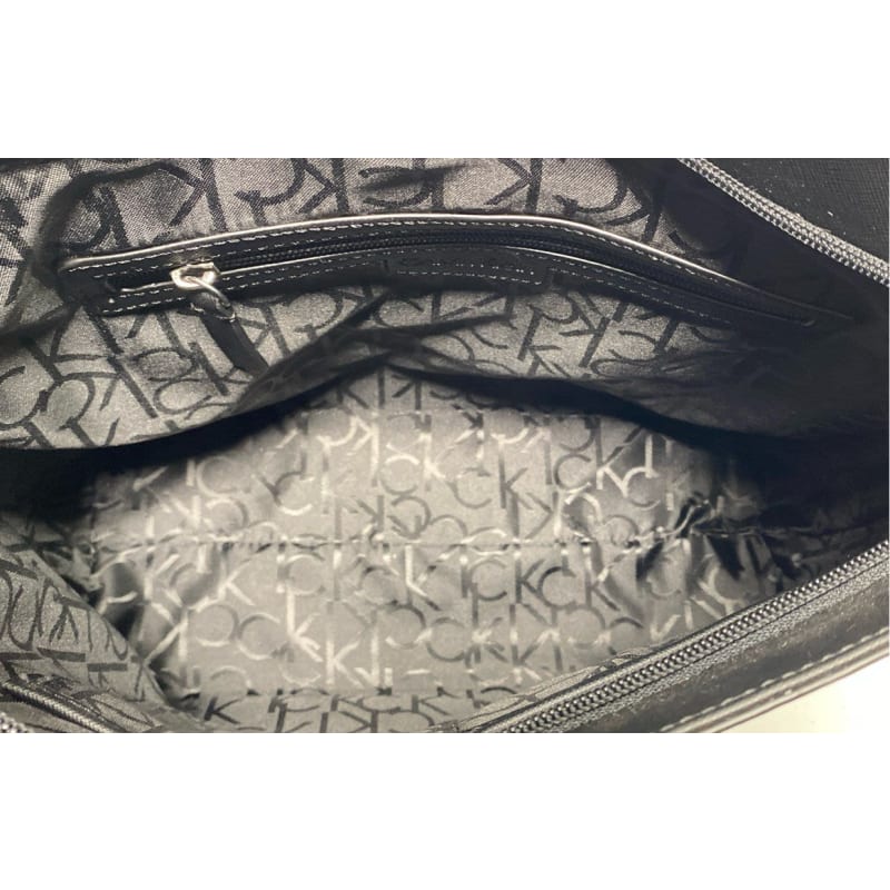 Buy the Calvin Klein CK Black Logo Monogram Chain Tote Bag GoodwillFinds
