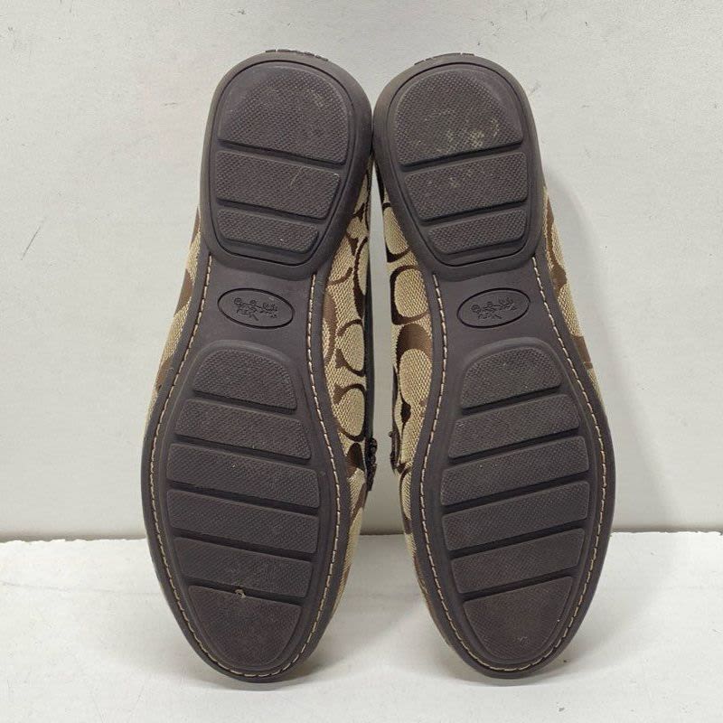 Buy the Coach Monogram Jacquard Penny Loafers Beige 7 | GoodwillFinds