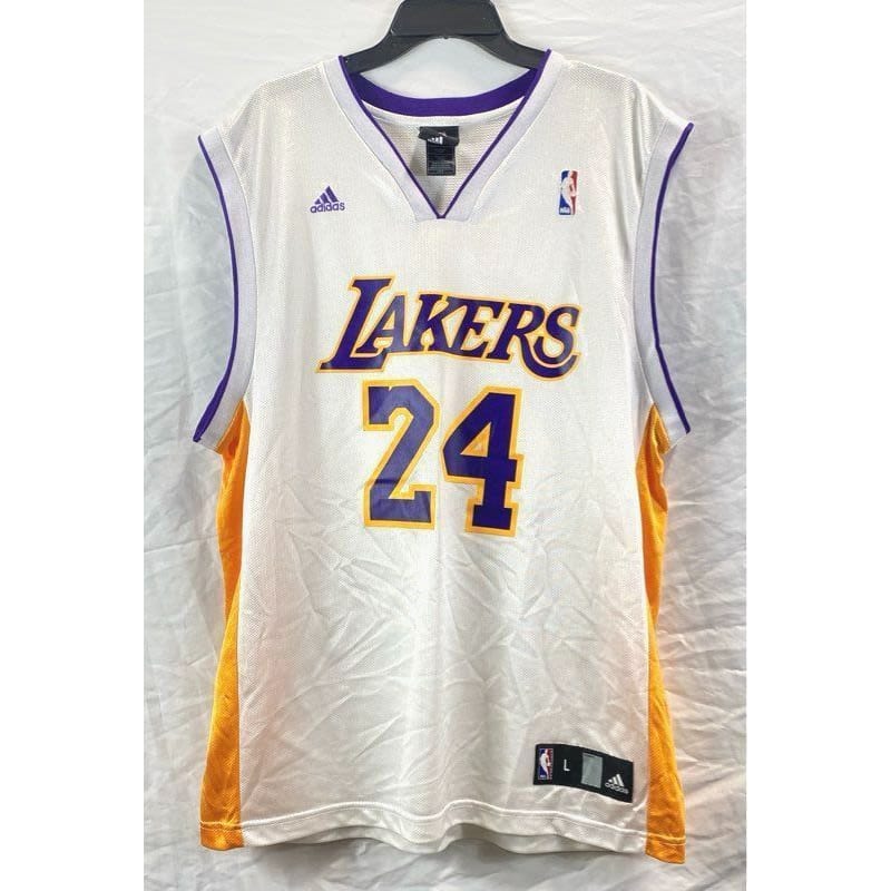 Buy the NBA Adidas Lakers Kobe Bryant 24 White Jersey Size Large GoodwillFinds