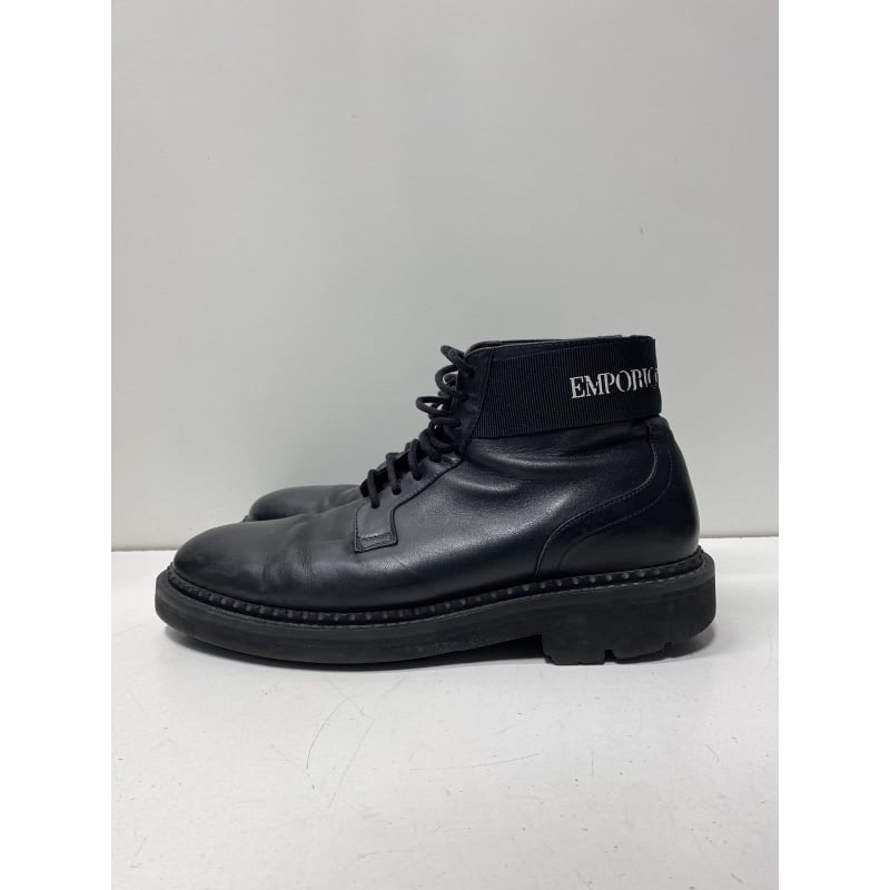 Buy the Emporio Armani Black Leather Boots Men Sz 9 | GoodwillFinds
