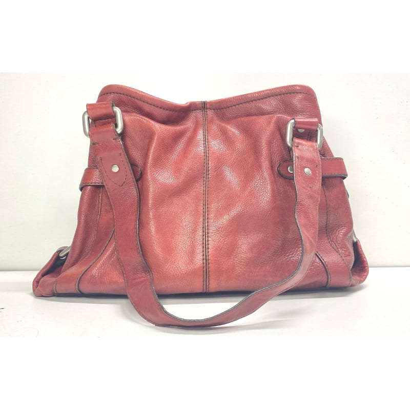 Buy the Fossil Leather Shoulder Bag Red GoodwillFinds