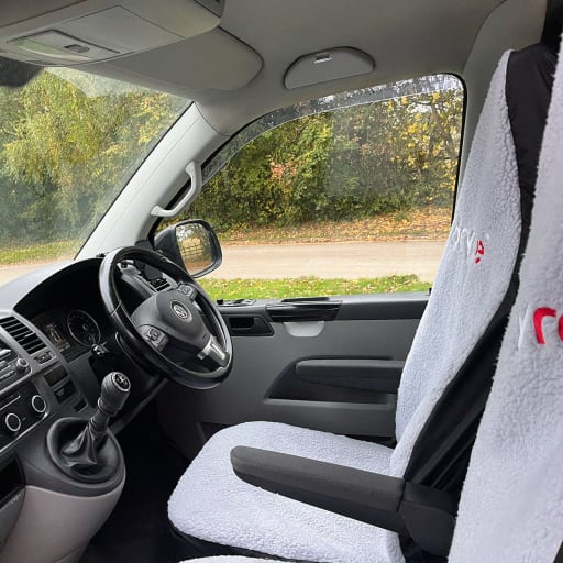 Selene's cab with Dryrobe seat covers