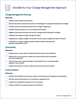 Checklist for Change Management Approach