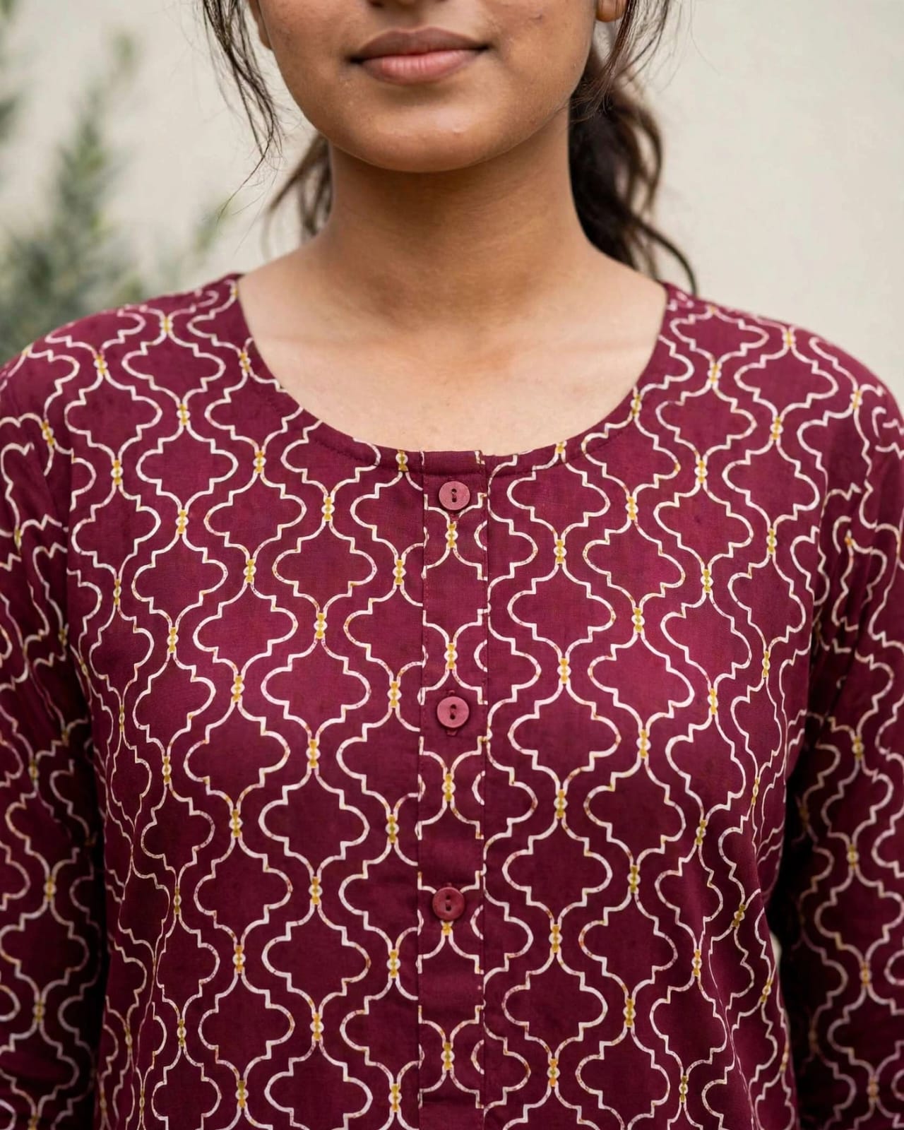 Maroon Geometric Print Short Kurti thumbnail 3