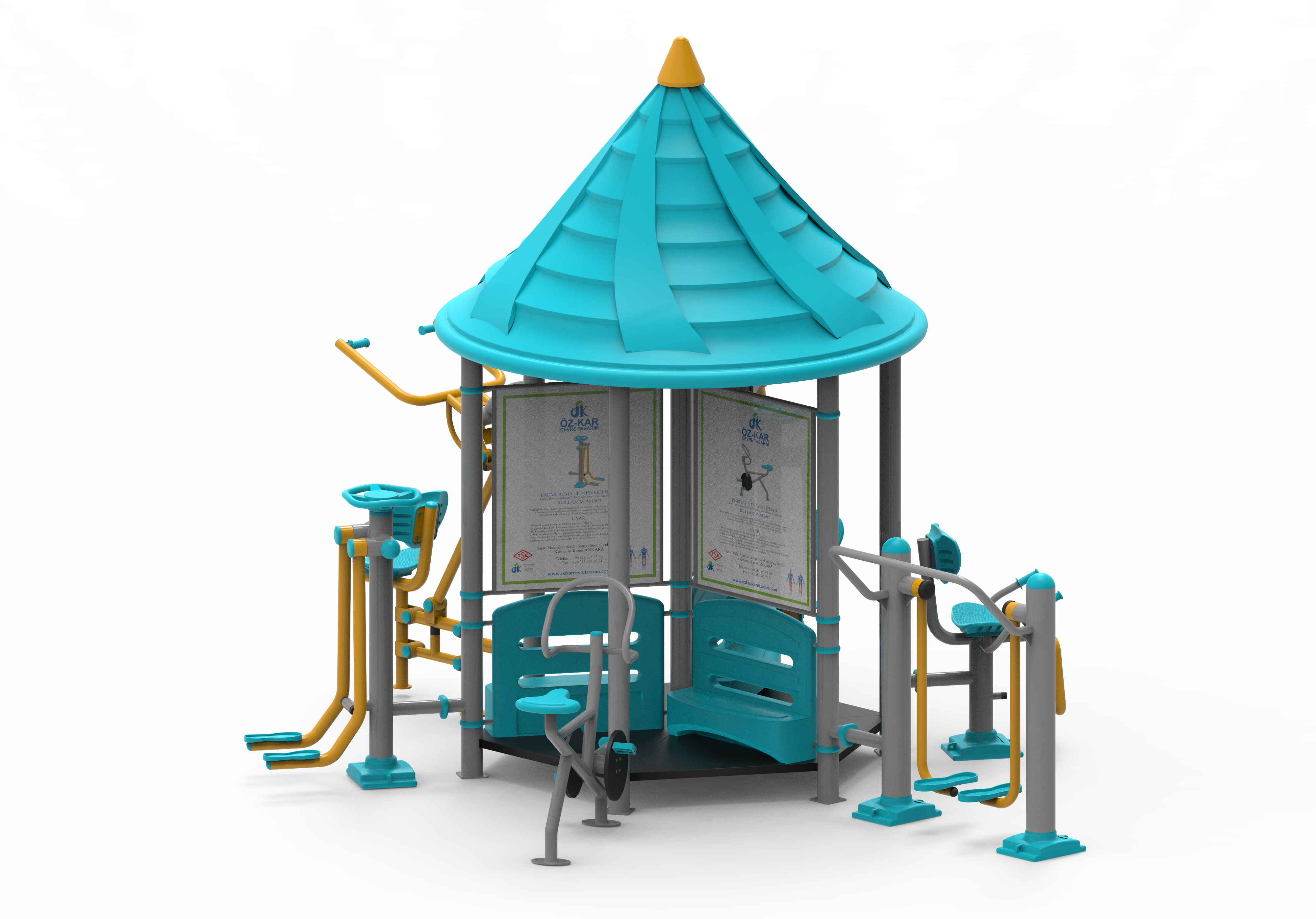 Double Çatılı Fitness Aletleri D-FD-400 | Dış Mekan Spor Aletleri | Erse Kent Mobilyaları