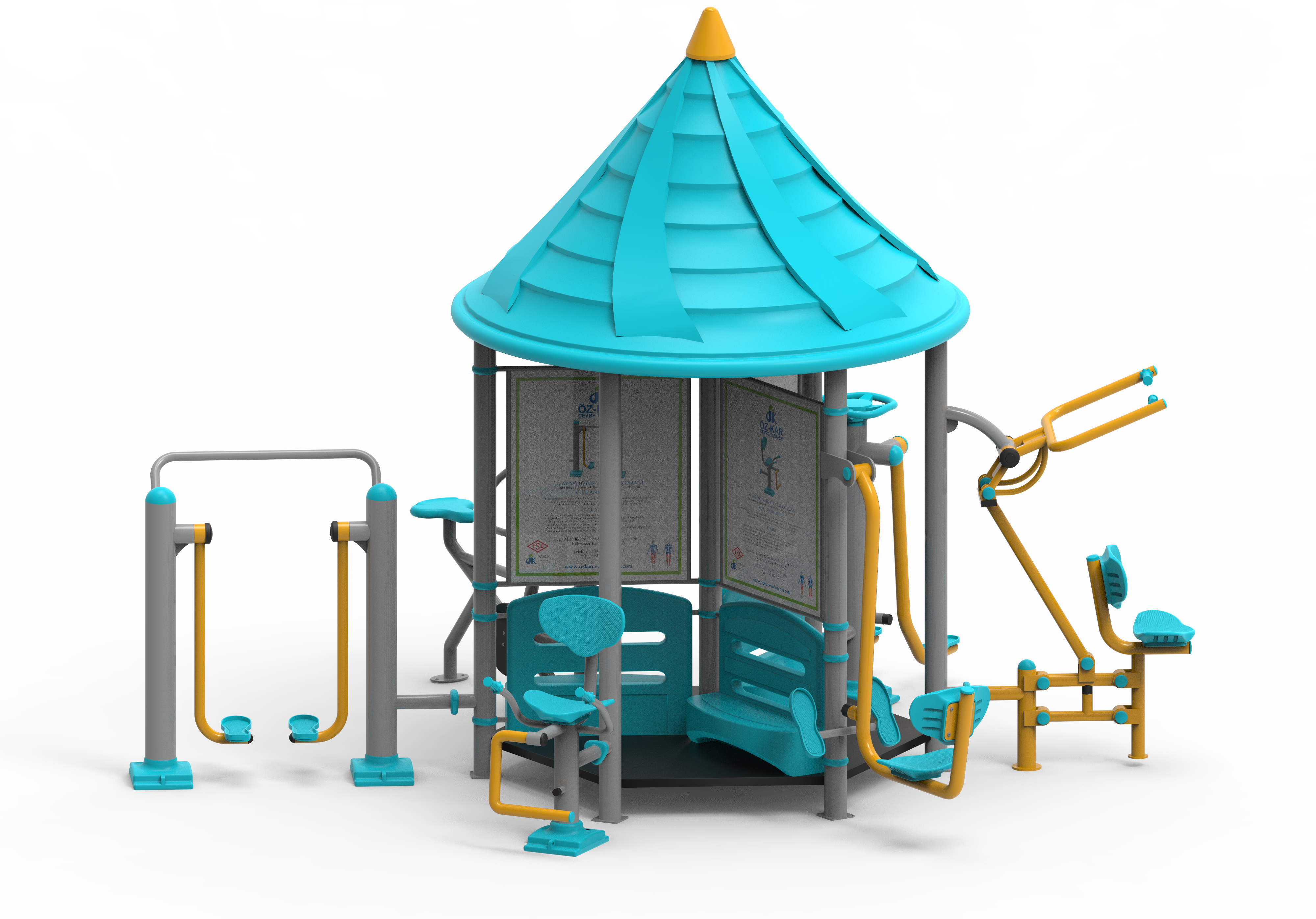 Double Çatılı Fitness Aletleri D-FD-400 | Dış Mekan Spor Aletleri | Erse Kent Mobilyaları