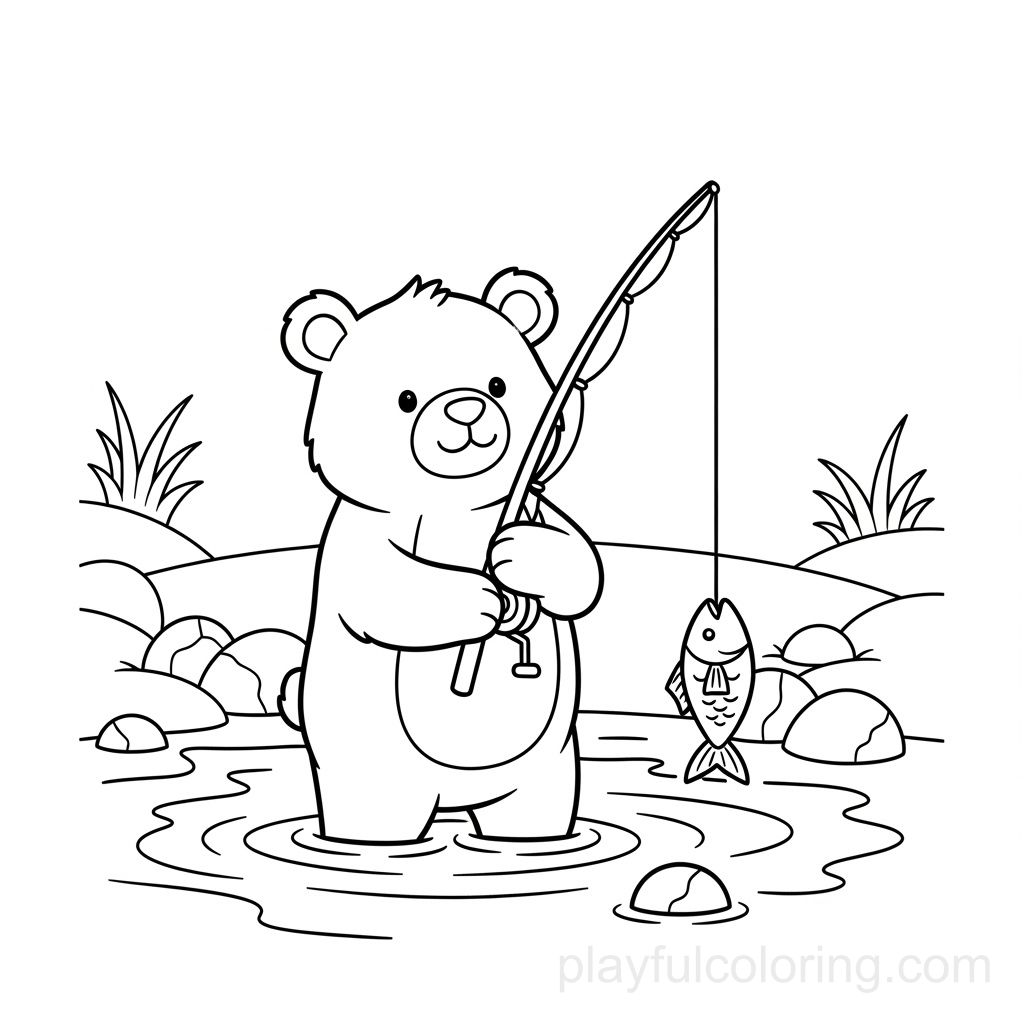 Seekor beruang yang sedang memancing di sungai.