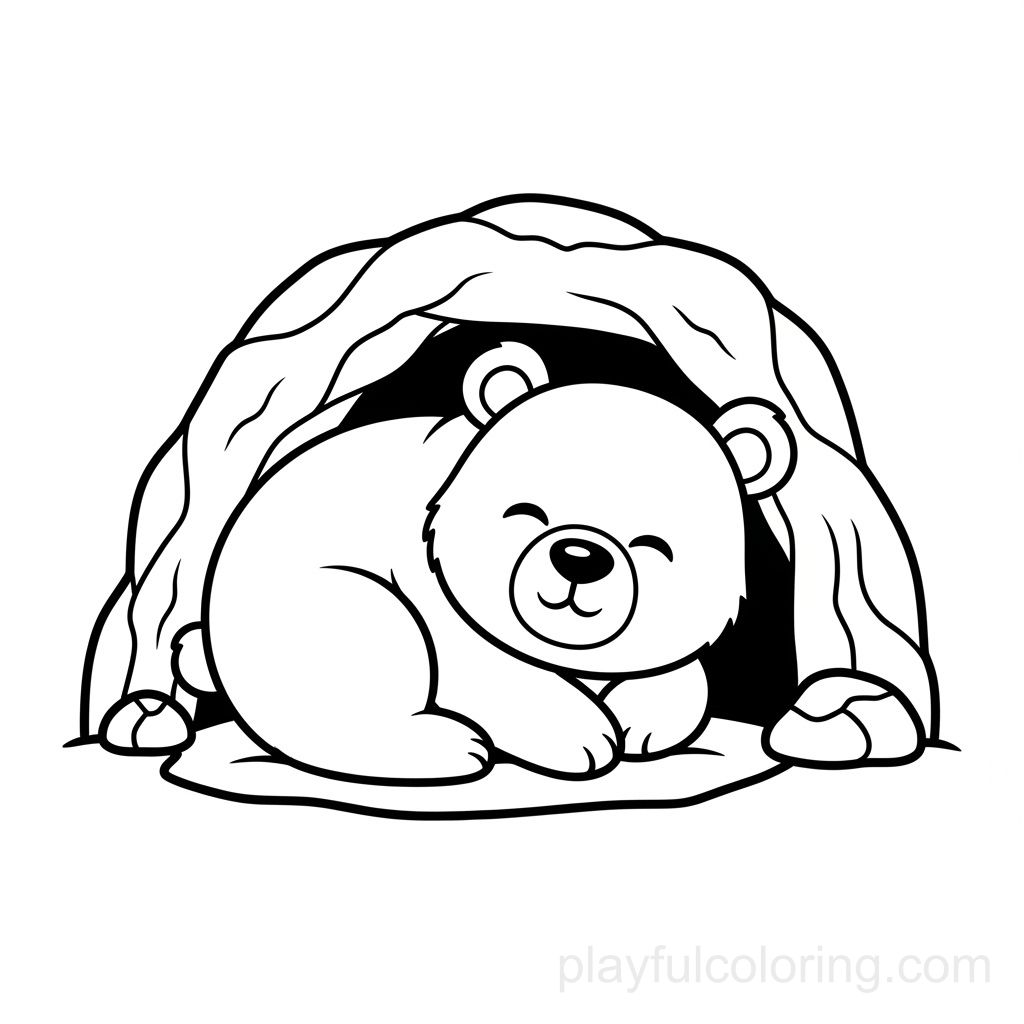 Beruang yang sedang tidur di dalam gua yang nyaman.
