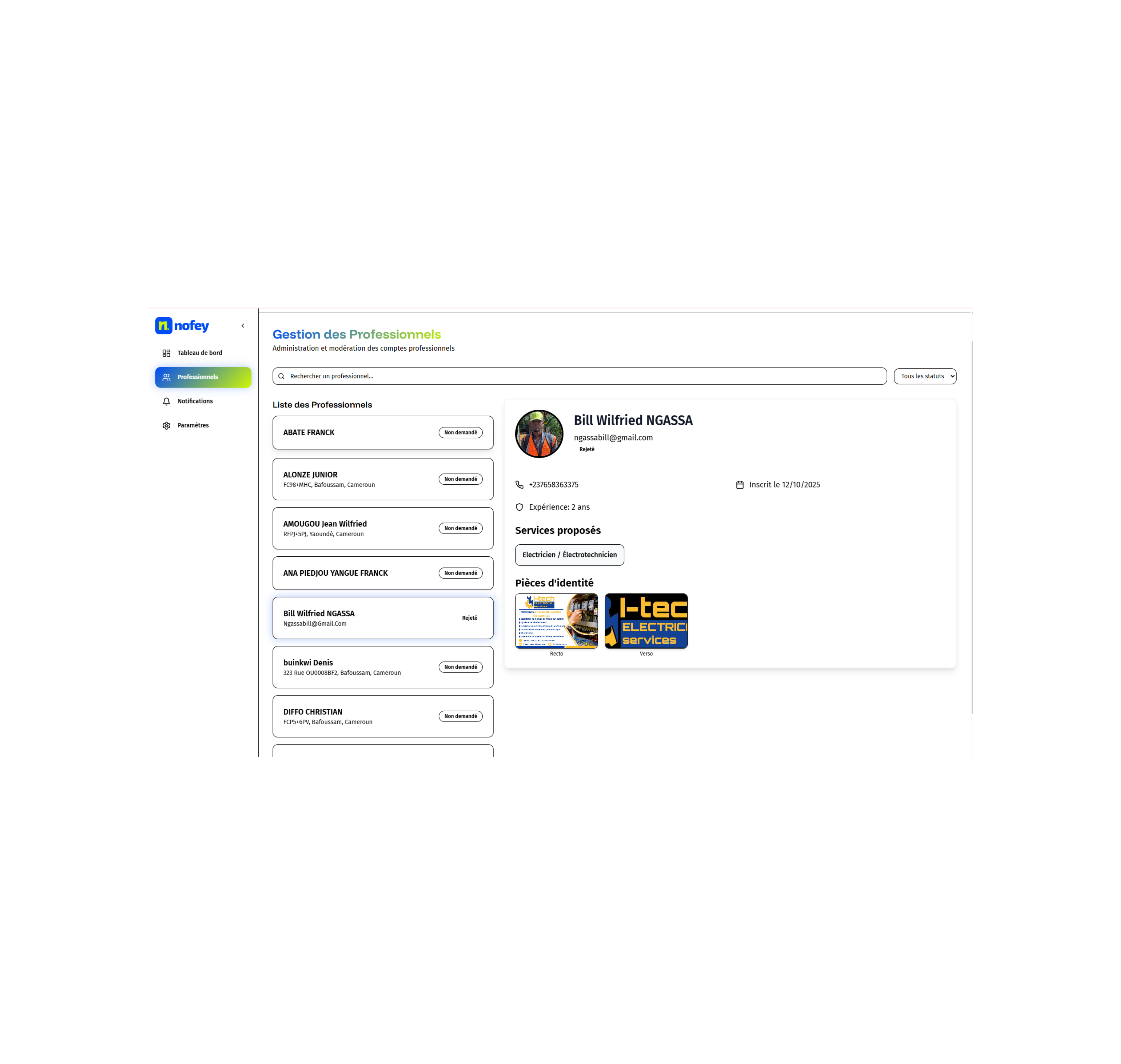 Dashboard administrateur