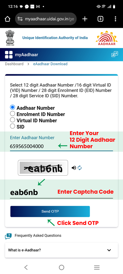 Add Aadhar Number and Captcha