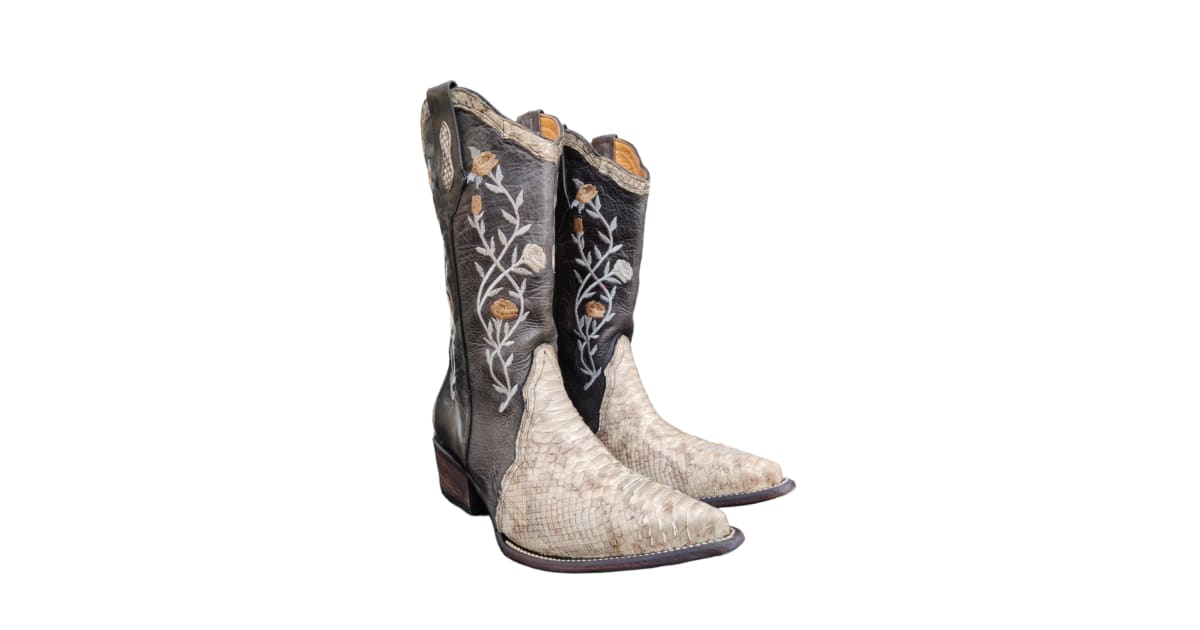 Python Leather Western Boots