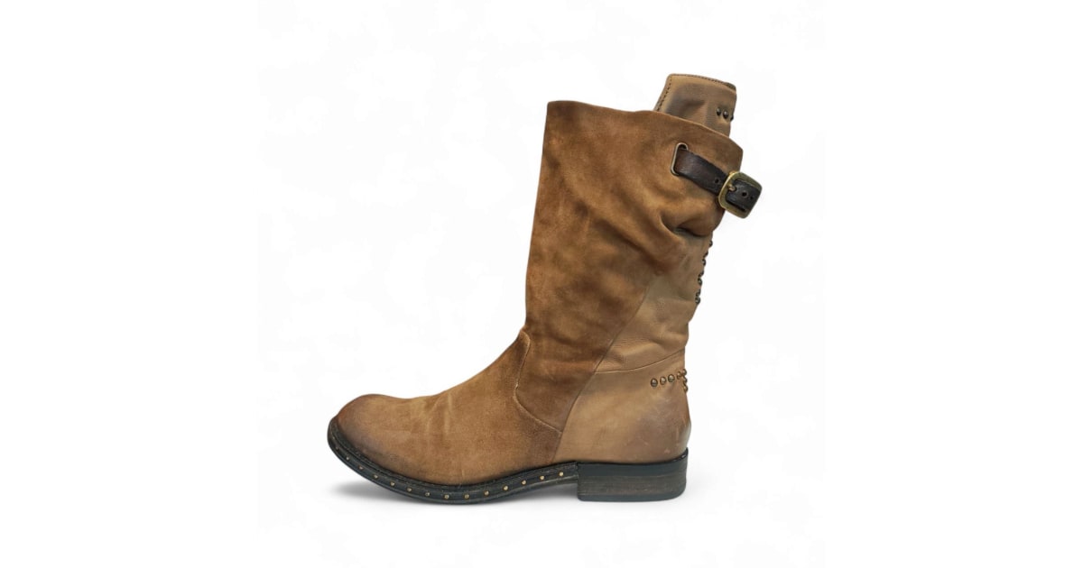 A.S.98 Brown Nubuck Biker Boots
