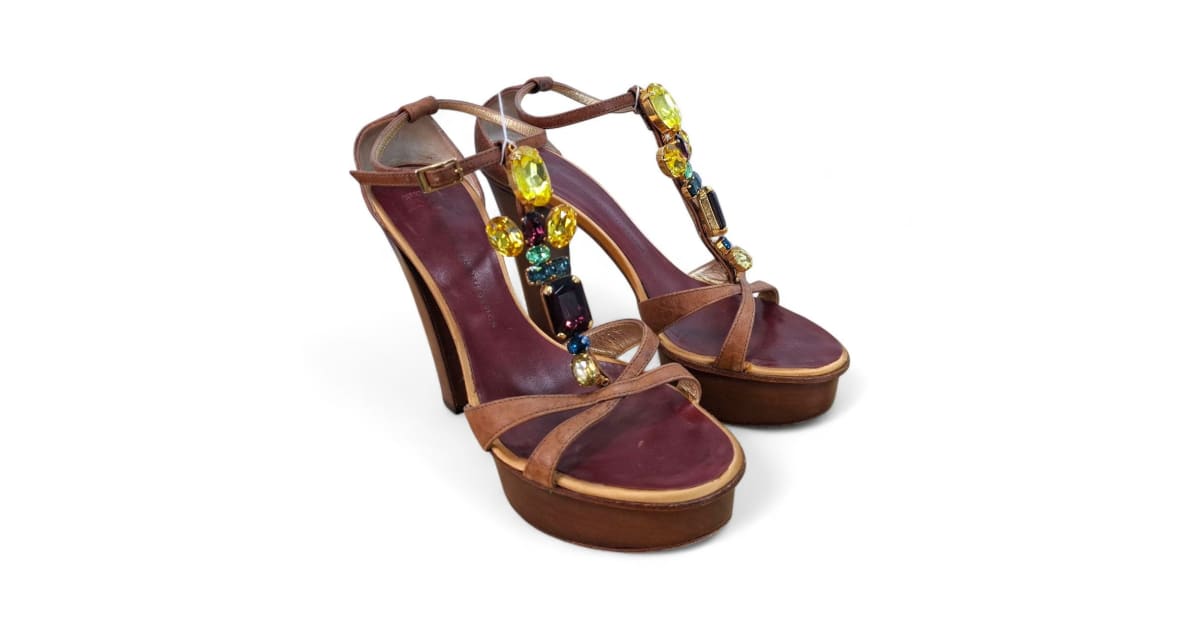 Vintage  Giuseppe Zanotti Crystal-Embellished Platform Sandals
