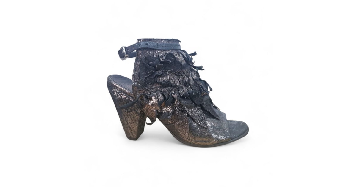 A.S.98 Leather Metallic Fringe Sandals
