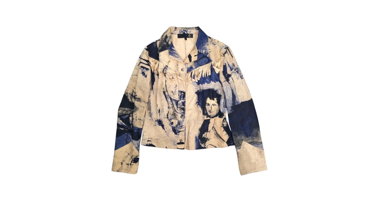 Just Cavalli Napoleon Printed Fringe Denim Jacket