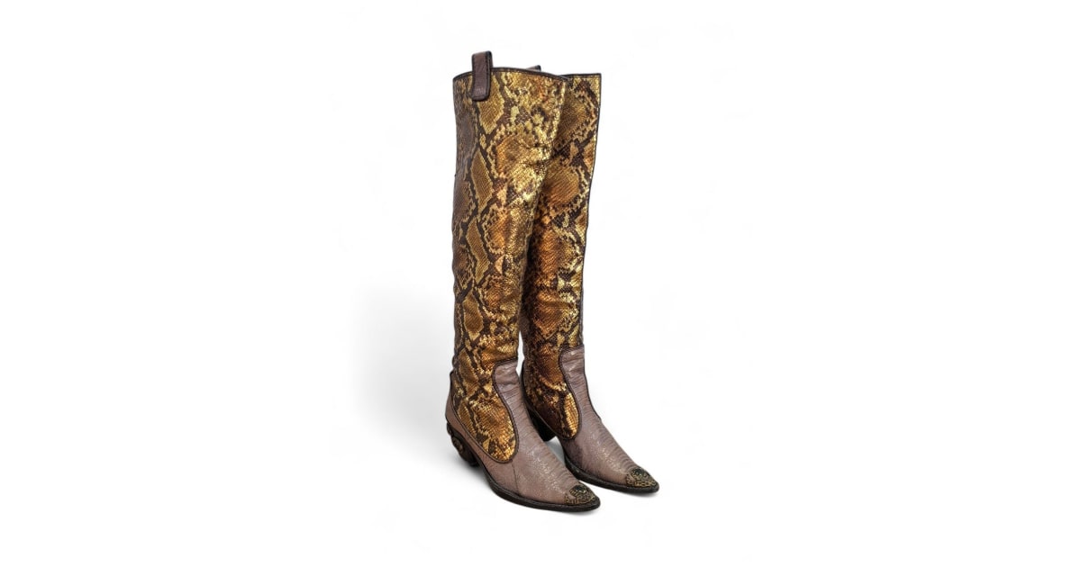 Giuseppe Zanotti Embossed Python Leather Western Boots
