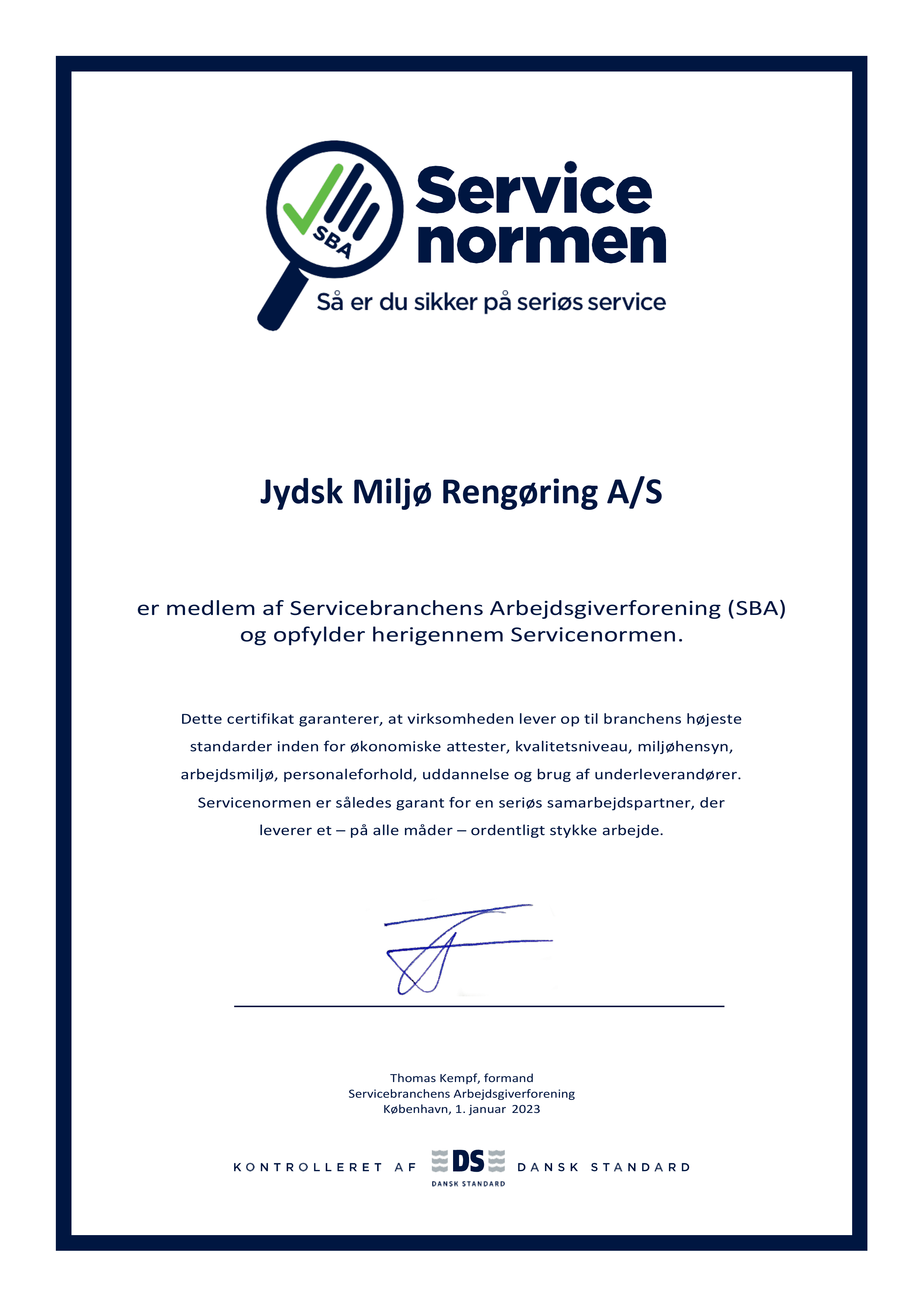 Servicenormen certificering