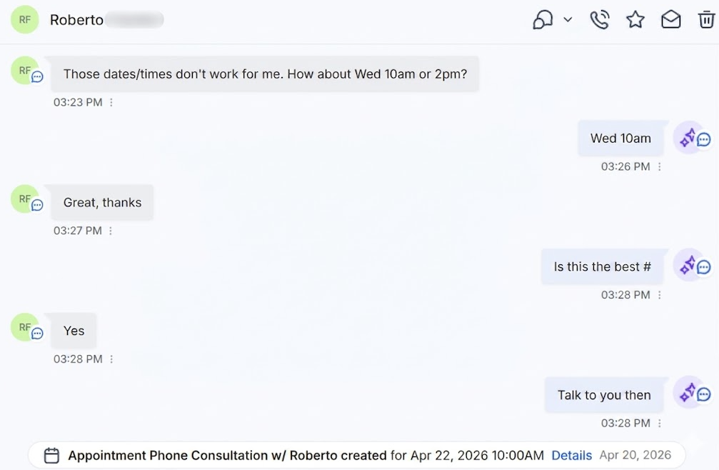 AI chatbot conversation example - client screenshot 3