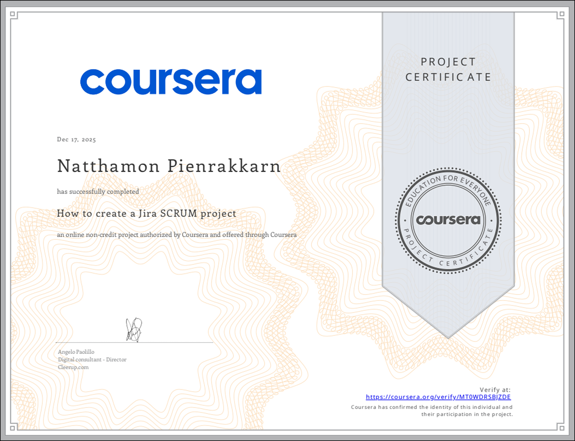 How to create Jira SCRUM project - Coursera