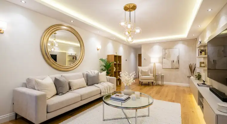 A bright and airy living room with natural light flooding in.