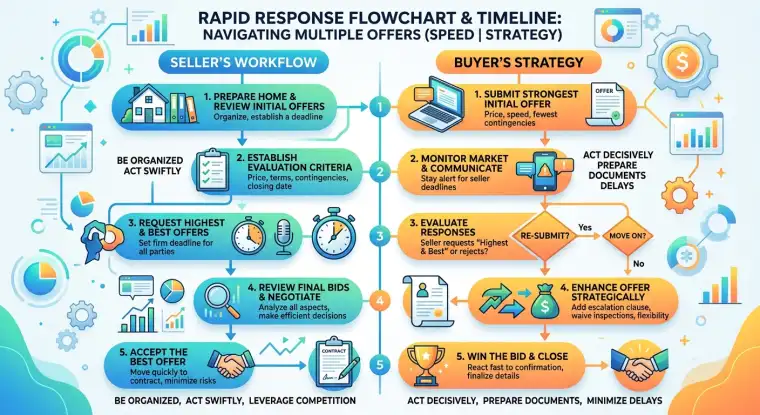 A group of people reviewing real estate offers
