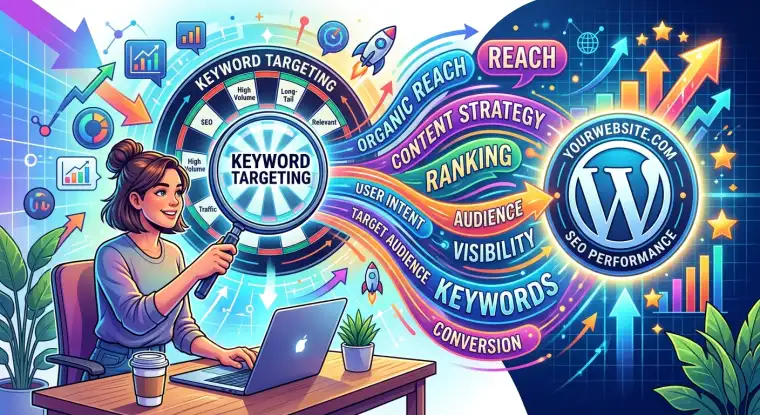 رجل يحلل الكلمات الرئيسية على جهاز الكمبيوتر