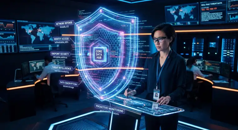 A computer screen displaying a data breach with red warning signs.