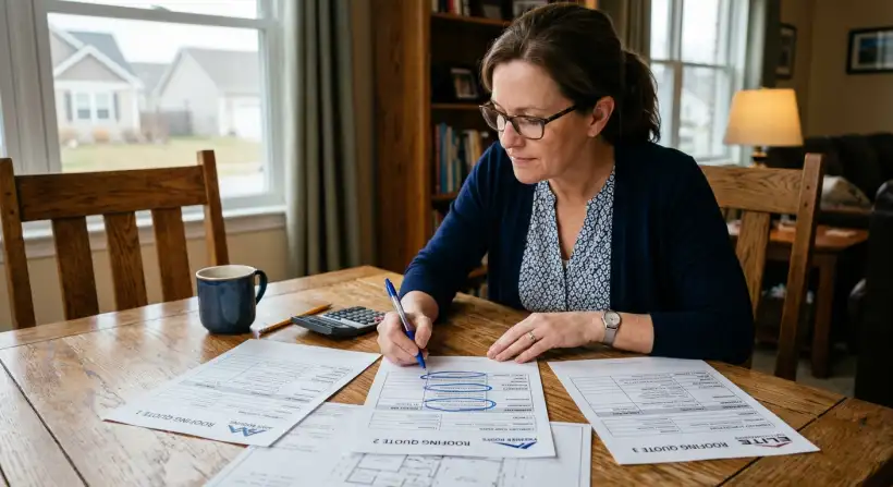 A homeowner looking at roofing quotes